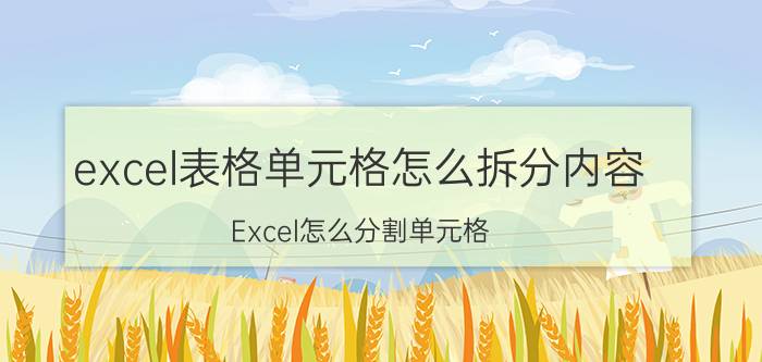 excel表格单元格怎么拆分内容 Excel怎么分割单元格？